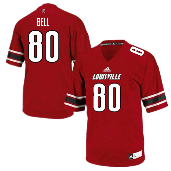 Men #80 Chris Bell Louisville Cardinals College Football Jerseys Sale-Red